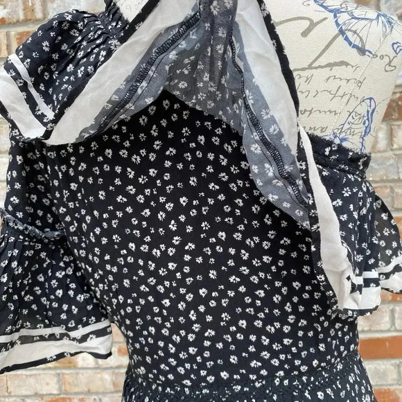 Love Sam Floral One Shoulder Ruffle Tiered Mini Dress Medium Fairygoth Gypsy - Picture 8 of 16